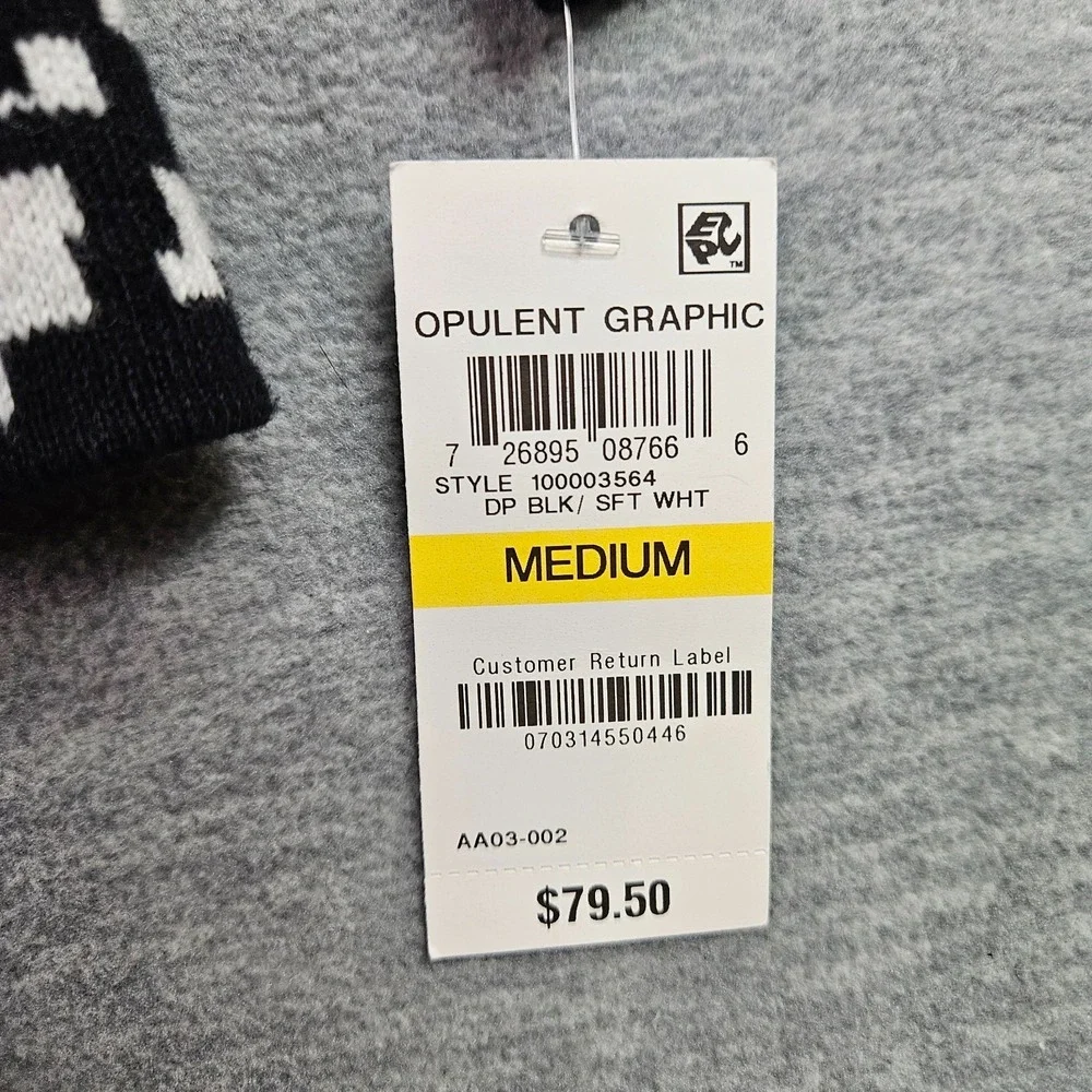 Alfani Womens Open Front Cardigan Sweater M Black White Graphic NWT